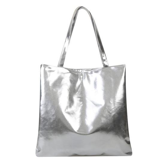 Glossy Tote Bag Women Shiny Solid Color Shoulder Bag High Capacity Faux Leather Handbag for Date Street Party Shopping