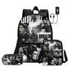 Children 3Pcs Set Daily Pack Football Star Rucksack Best Gift Pupil School Carry Carrier Pencil Bags M-Messis School Bag