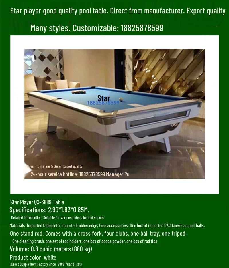 Xinqiu Star Standard Russian Billiard Table - Adult Commercial Use