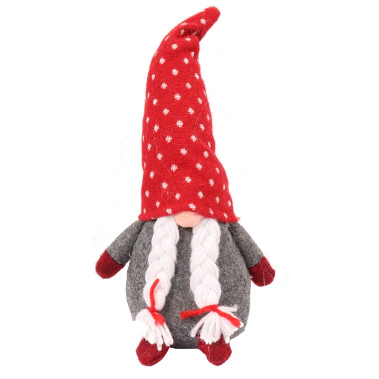Figurine of a Dwarf in a Red Hat with Braids 25cm