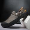 Fashion Outdoor Summer Men Sandals Handmade Leather Mens Casual Shoes Outdoor Men Wading Aqua Shoes Male Beach Shoes Simple Roman Flats