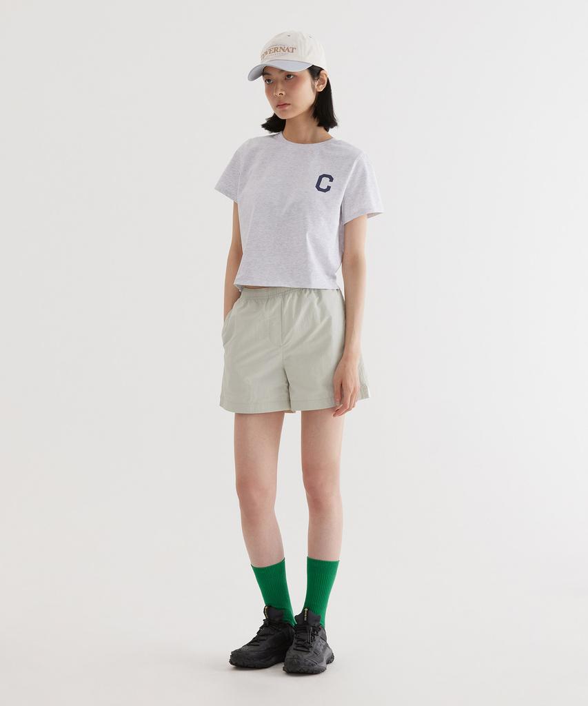 COVERNAT (W) C Logo Crop T-Shirt Heather Gray