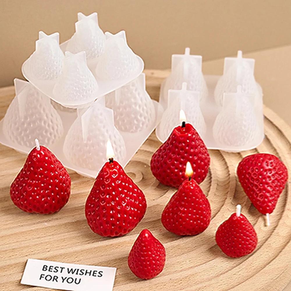 3D Strawberry Aromatherapy Candle Silicone Mold DIY Handmade Romantic Scented Candle & Plaster Craft Molds Valentine's Day Decor