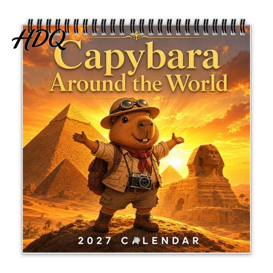Cute Desk Accessory 2027 Wall Calendar Animal Theme 12 Monthly Planner Jan. Thick Coated Paper Stationery -Dec. Hanging Calendar with Spiral Binding