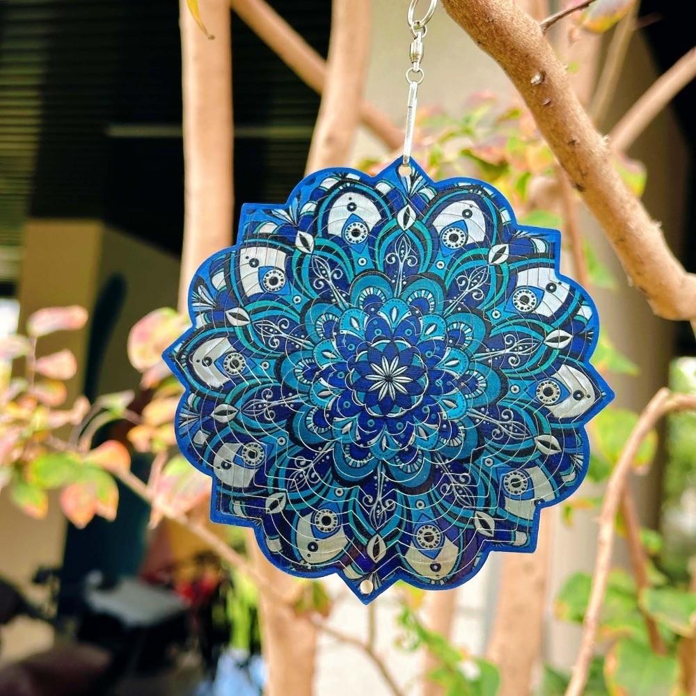 Butterfly Mandala Wind Chime 3D Wind Spinner Funny Rotating Pendant  Porch Display
