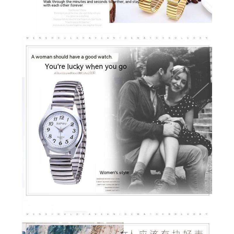 Middle-aged and Elderly Large Dial Pointer Digital Surface Elastic Elastic Band Quartz Men's and Women's Watches