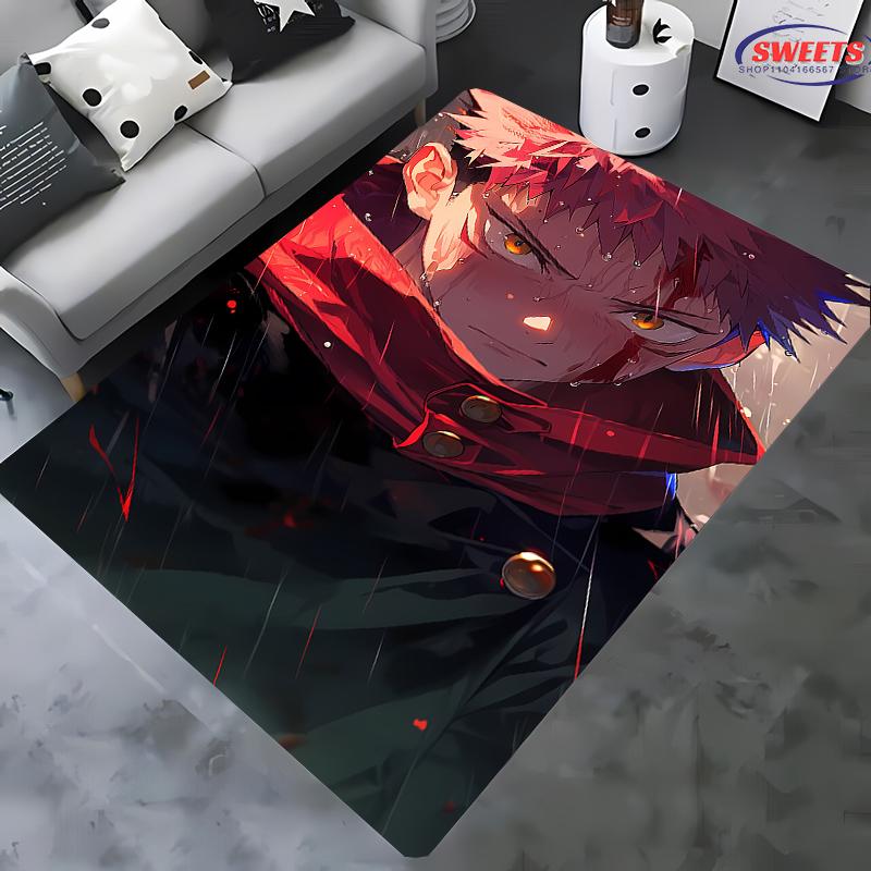 Jujutsu Kaisen Yuji Itadori Carpet! Bedroom Floor Living Room Bed Mat,Non-slip Exquisite Home Decor,Durable Machine Washable Rug