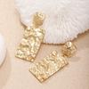 European and American Style Exaggerated Earrings Simple Geometric Rectangular Pleats Embossed Texture Long Earrings