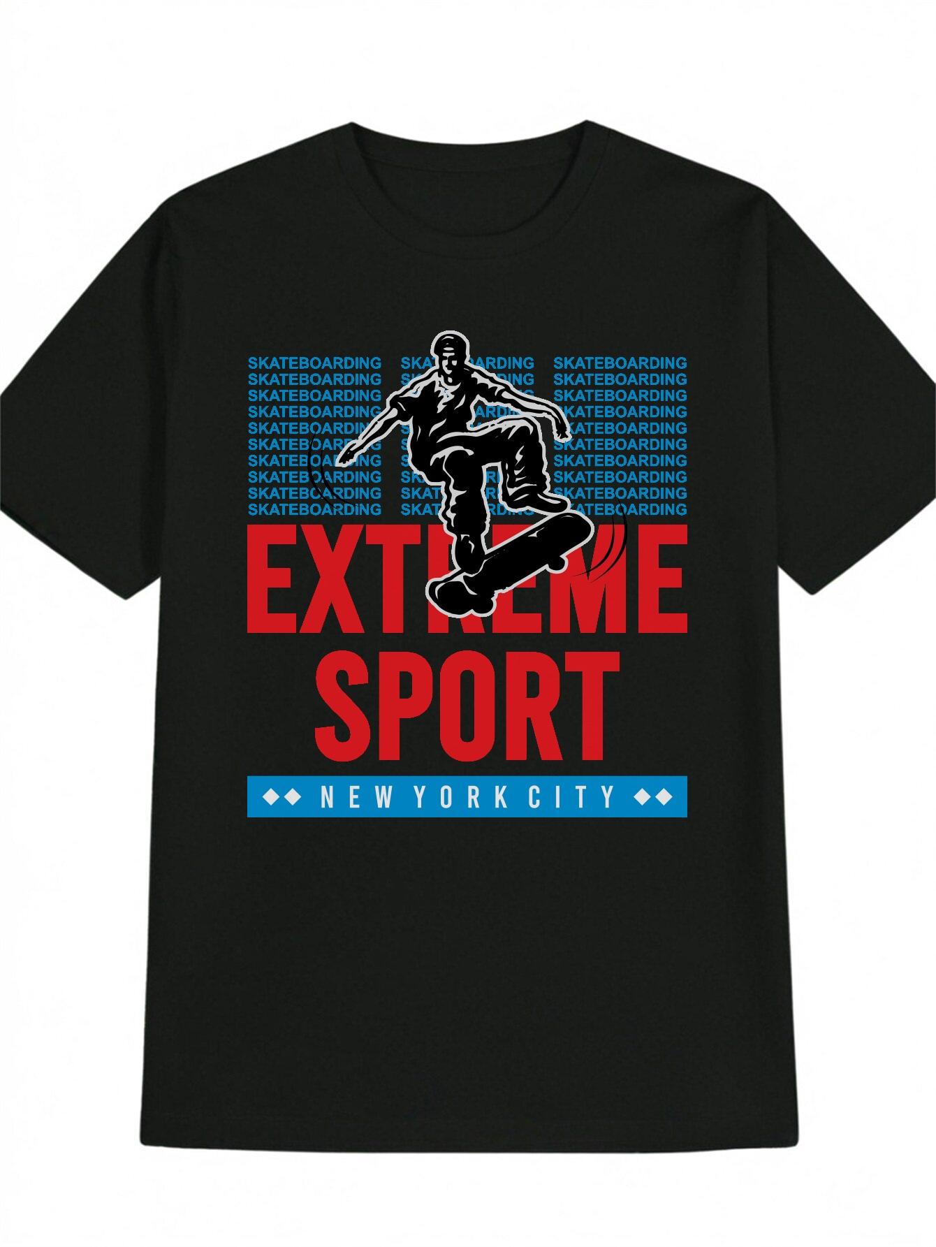 Skateboard Graphic T-shirt - Extreme Sport NYC Design with Skateboarder Silhouette & Bold Typography XXXXL