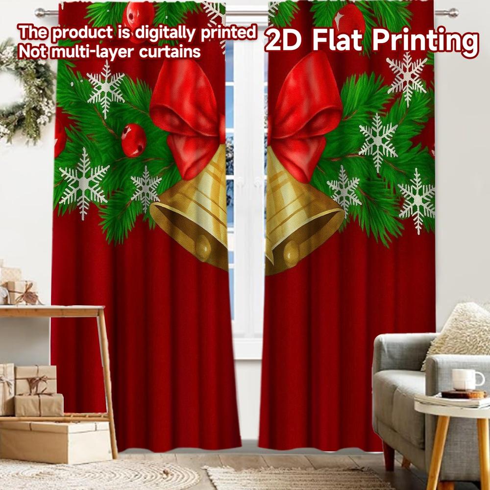 

2pcs, 2D FLAT PRINTING Curtains (Without Rod) Festive Window Scene Festival Creative Curtains Versatile Polyester Curtains 52.50 × 116.00 cm 2 pcs