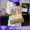 Summer Contrasting Color Woven Big Bag Women's New Fashion Underarm Straw Bag Seaside Vacation Beach Bag