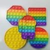 Rainbow Push Bubble Game Stress Anxiety Relief Bubble Popping Game Silicone Bubble Squeeze Sensory Fidget Toy Party Favors