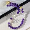 Collier Chaîne de Clavicule Design Cristal Poudre de Cristal Blanc Perle d'Eau Douce Améthyste Naturelle Violet Raisin Noble 10mm