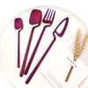 Newest Orange Silver 304 Stainless Steel Dinnerware High Quality 24Pcs Cutlery Set Matte Blue Flatware Knife Fork Spoon Hanging Tableware Set