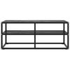 Black TV Stand with Black Marble Effect Glass 100 X 40 X 40 Cm