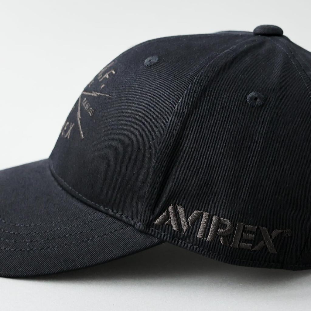 AVIREX ARMY Military Embroidered 6-Panel Low Cap Baseball Cap Hat Men's Full Cap (JP, Alphabet, Free Size, US BASE black)
