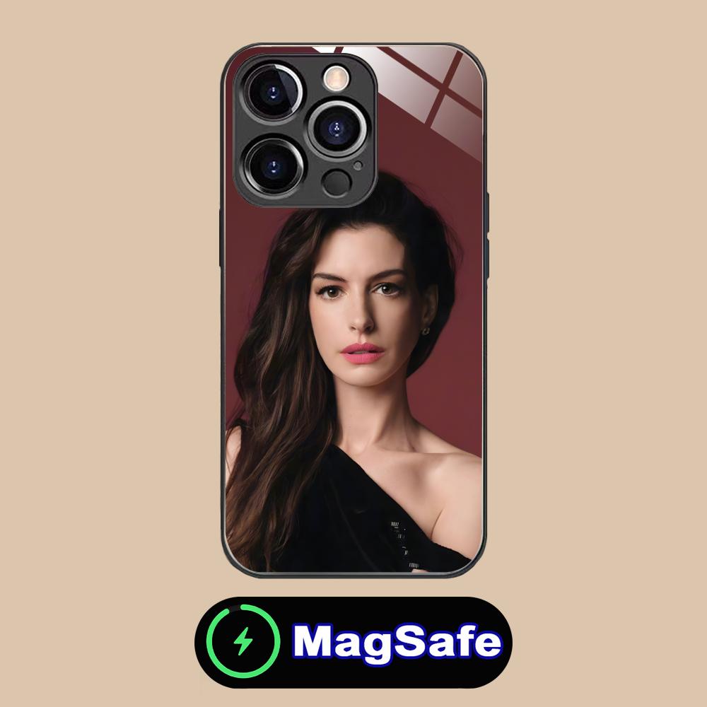 Anne Hathaway Mobile Phone Case for iPhone 17 16 15 14 13 12 11 Air Pro Max Plus Mini MagSafe Glass Colorful Cover Pretty Cover