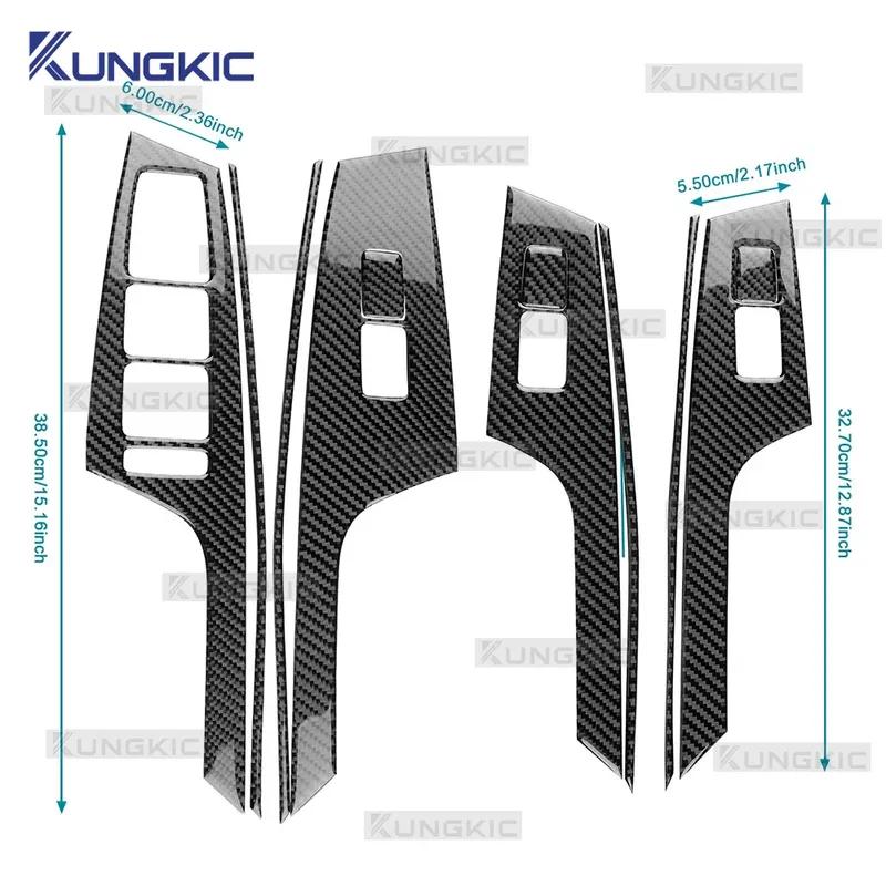 Real Soft Carbon Fiber For KIA EV6 GT EV 2022 2023 2024 2025 2026 LHD RHD Car Window Lift Button Decor Frame Sticker Trim.