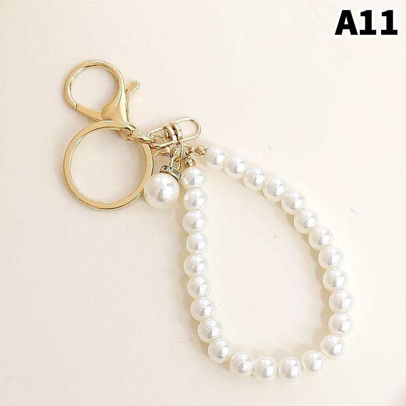 Simulation Pearl Keychains For Aorpods Bag Car Pendant Beaded Key Simple Decoration For Women Mobile Phone DIY Jewelry Decor