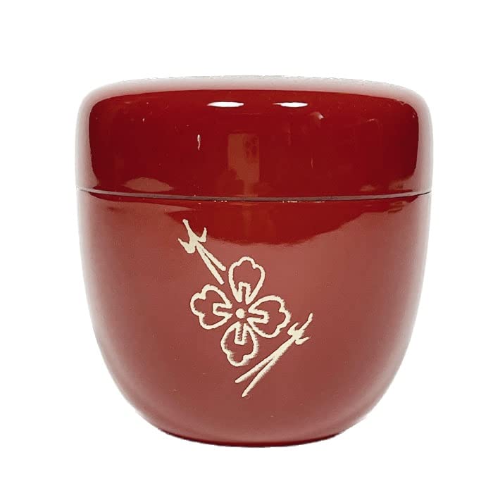 Tea Ceremony Utensils, Resin, Urethane Coating, Vermilion, Chiyomusubi Maki-e, Medium-sized Tea Cup, Year-Round Use