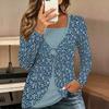 Tops for Women  Floral Print Long Sleeve Fake Two‑Piece Top Fall Casual Slim Pullover Women's Long Sleeve Top