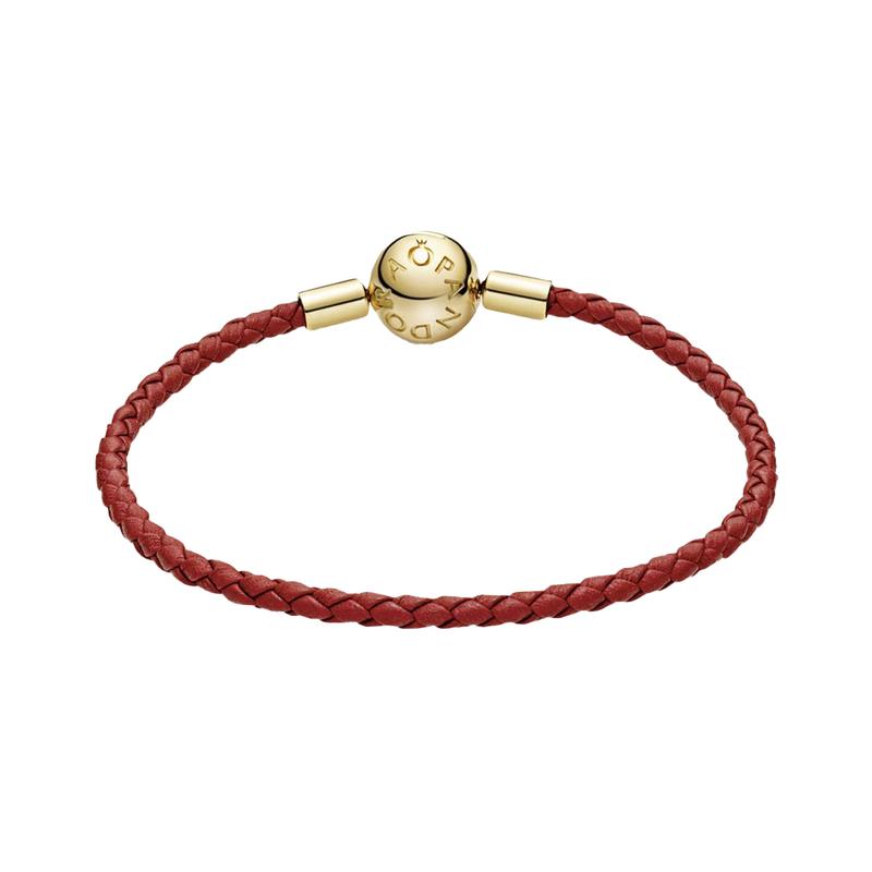 Pandora Jewelry Moments animal year red rope braided bracelet, same style for men and women, couple model, red Red 20.5 mirror jewelry box