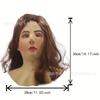 Realistic Young Woman Face Mask Long Hair Latex Halloween Cosplay Party Prop
