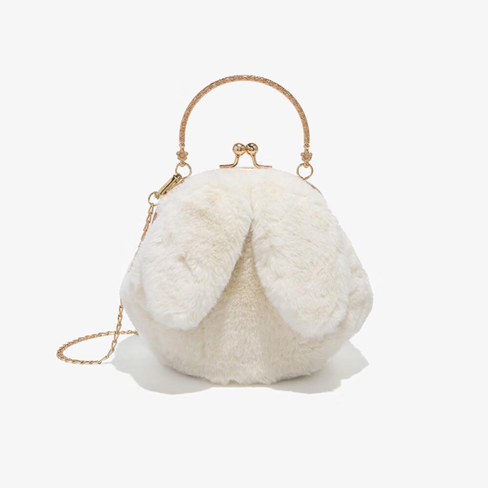 Плюшевая сумка, женская сумка на цепочке, сумка через плечо на одно плечо, сумка для мобильного телефона, чтобы отправить подруге, длина 28 см, ширина 10 см, высота 17 см белый