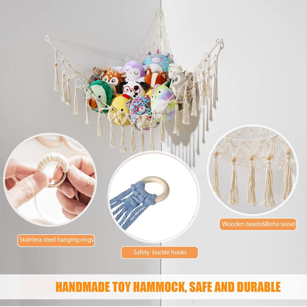 1Pc Toy Hammocks Wall Corner Hanging Storage Net Bedroom Corner Storage Toy Doll Hammock Background Wall Room Decoration