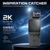2K Compact Gimbal Camera, Rotatable Stabilized Lens, Portable Pocket Cam for Vlog Travel Professional Shooting
