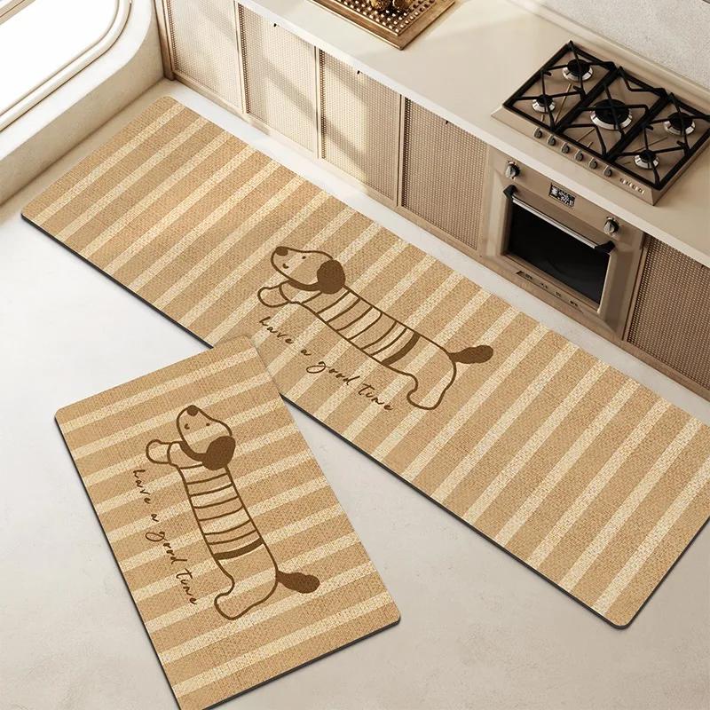 

Carpet for Kitchen Floor Mat Pvc Waterproof Leather Foot Mats Anti-slip Oil-proof Dachshund Carpets Long Rug Decoration Rugs 1pc-50x80cm