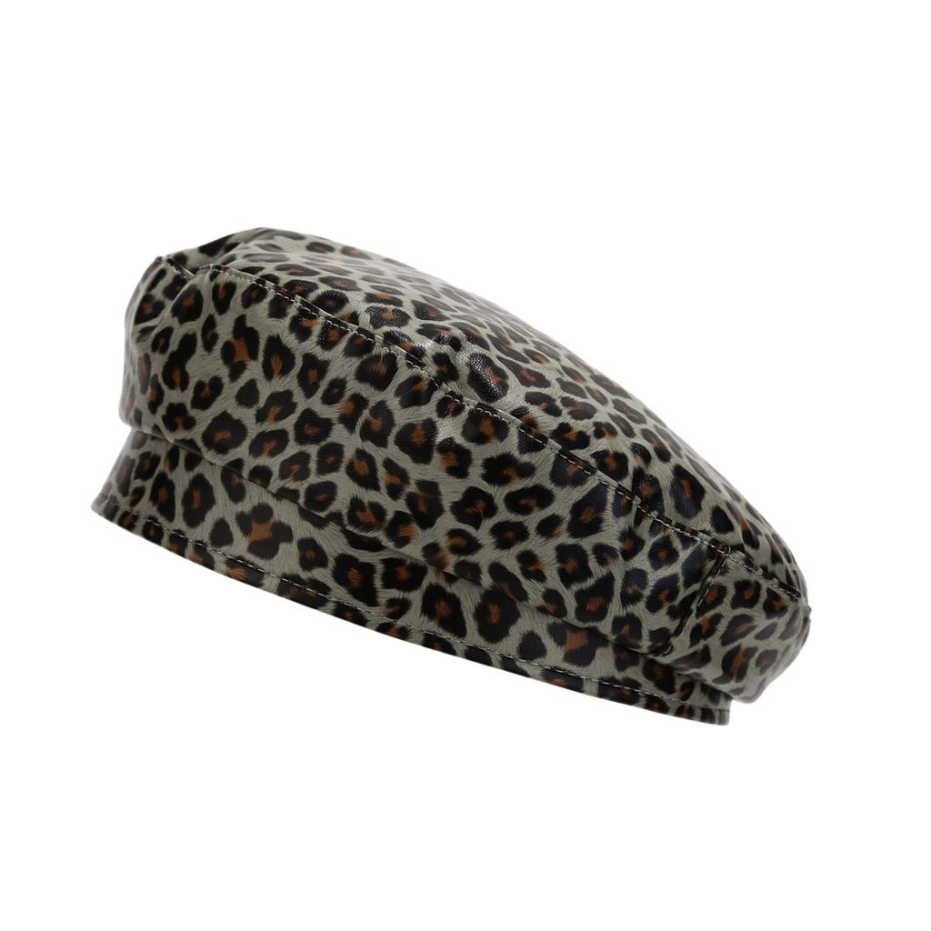 Unisex Beret Leopard Print Painter Hat British Cabbie Hat for Autumn Winter Flat Hat for Daily Wear Cabbie Hat