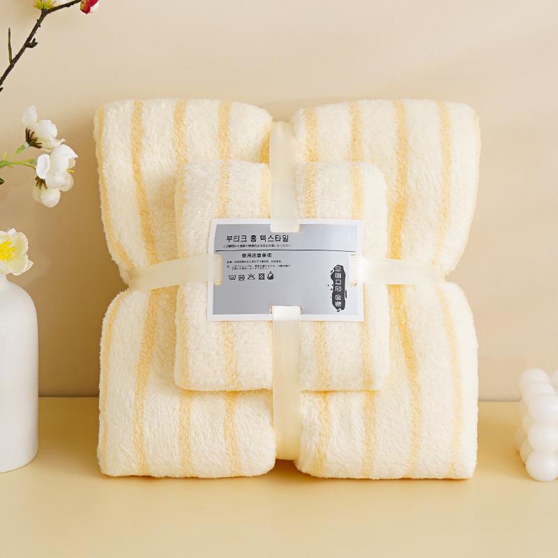 2-teiliges Korallenfleece-Handtuch Badetuch-Set Weizenmuster Superweich Saugfähig Badelaken Spa-Gesichtstuch Mehrere Musteroptionen