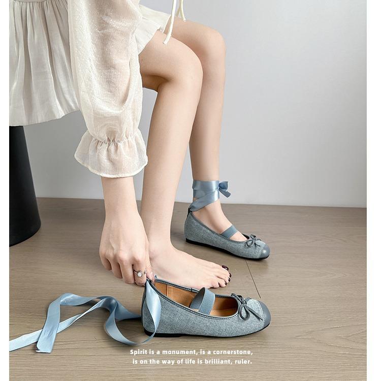 Small man inner height increase Mary Jane single shoes women's retro grandma shoes 33 small size with ribbon two wear ballet shoes women