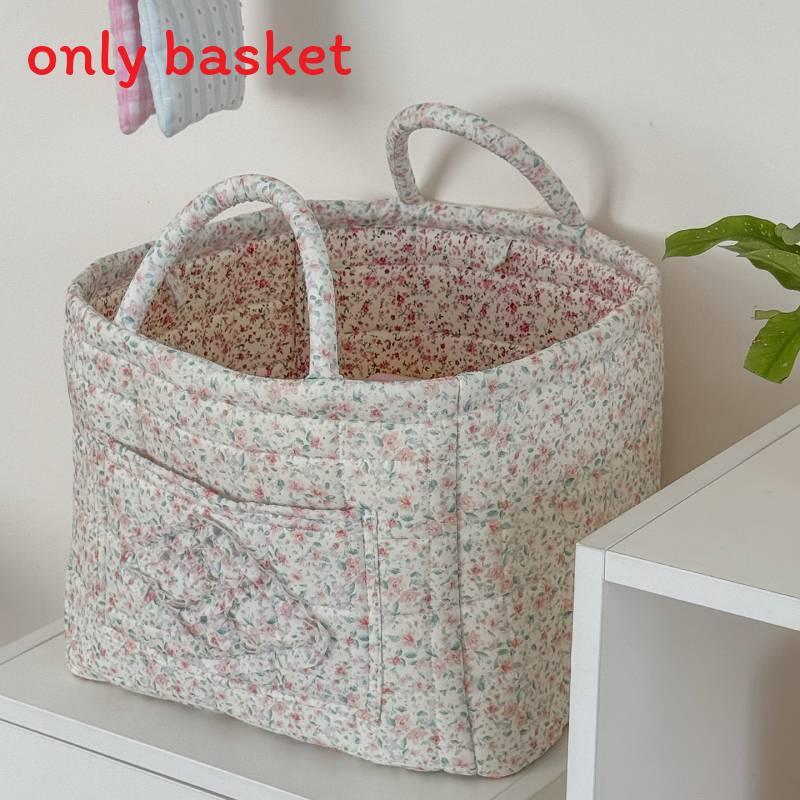 Floral Fabric Storage Basket With Foldable Handle For Home Organization And Gift Use