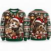 Cute Kitten Ugly Christmas Sweater For Men Women, Snowy Holiday Sweaters With Santa Cat Winter Party Gift