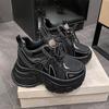 Fashion 10CM Women Casual Leather Shoes New Autumn Breathable Mesh Chunky Sneakers Street Height Increased Shoes Thick Platform Sneakers
