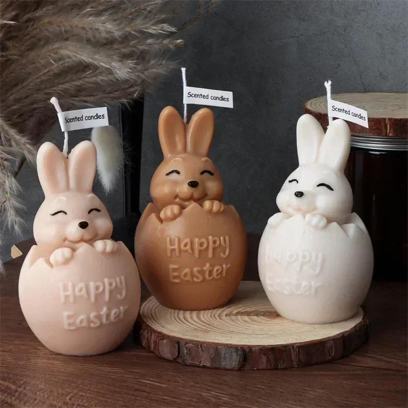 Cute and Creative Resin Making Mold Easter Eggshell Rabbit Candle Silicone Mold Animal Vertical Ear Rabbit Mold