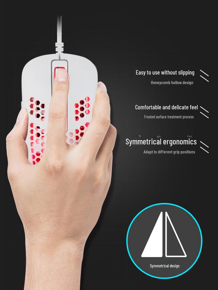 Xinmeng Lightweight 383-Hole Wired USB Gaming Mouse with Programmable Macros