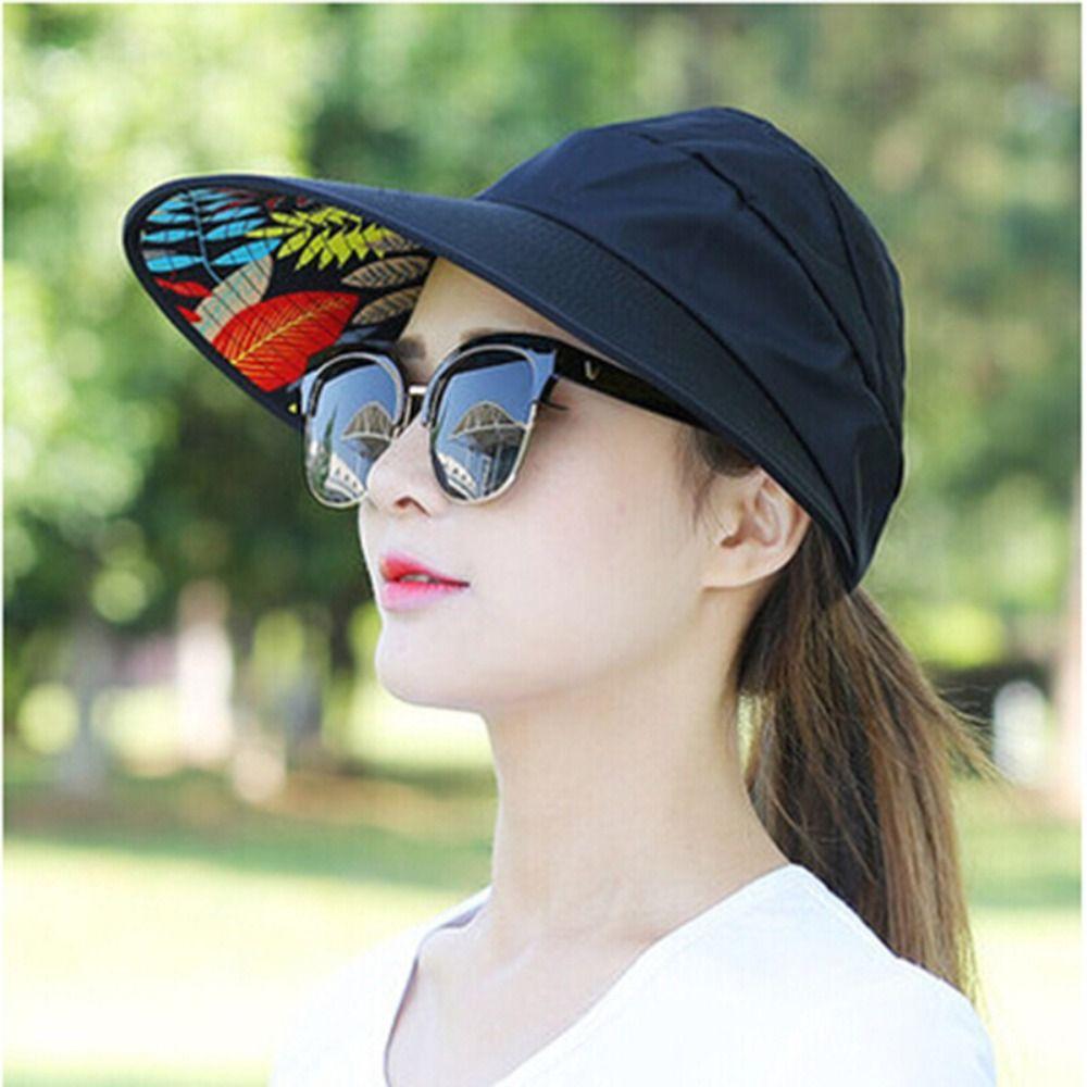 Foldable Sun Hat Fashion Wide Brim Anti-UV Beach Cap Golf Cap Casual Hats Summer