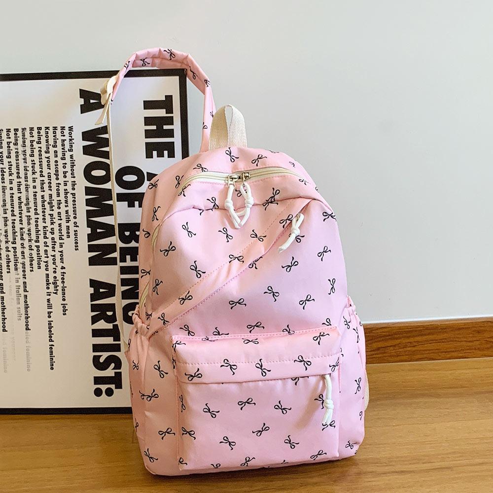 Cute Bow Print Student Schoolbag Nylon Large Capacity Bookbag School Bags