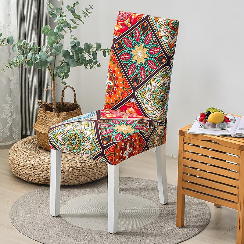 Dining Room Chair Covers Set, Stretch Printed Parsons Chair Slipcovers Spandex Removable Washable Kitchen Chair Protector Cover for Dining Room, Hotel