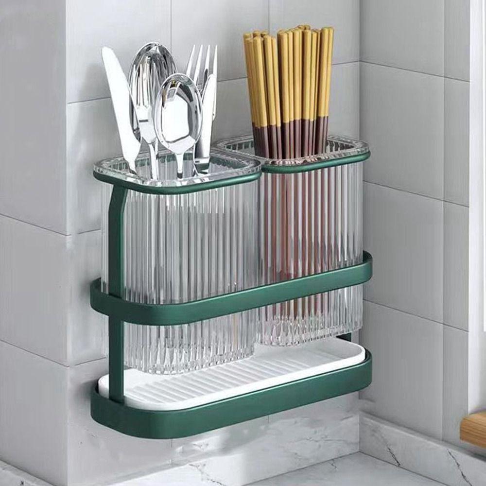 

Black/White/Green/Gold Light Luxury Chopsticks Case Non-perforated Cutlery Storage Organizer Spoon