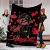 1pc Dachshund Heart Print Throw Blanket Polyester Fiber, Lightweight Flannel, Soft & Warm, All Season Use for Outdoor, Camping
