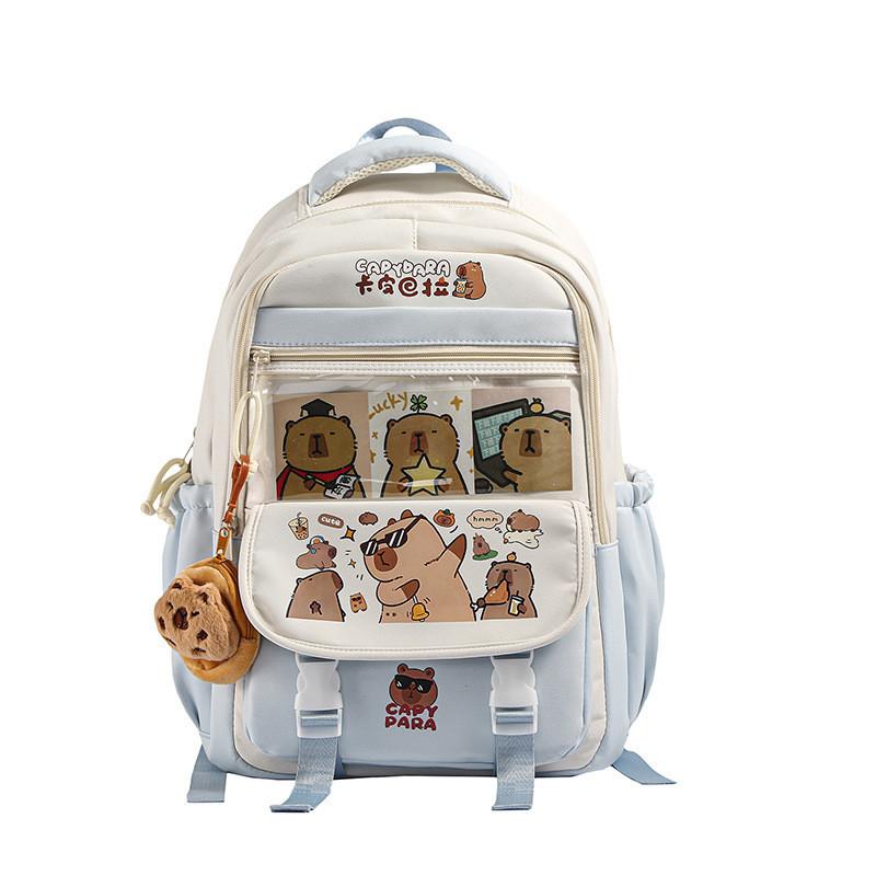 Large Cartoon Capybara Capacity  Backpack  Animal Print Girl Student Schoolbag