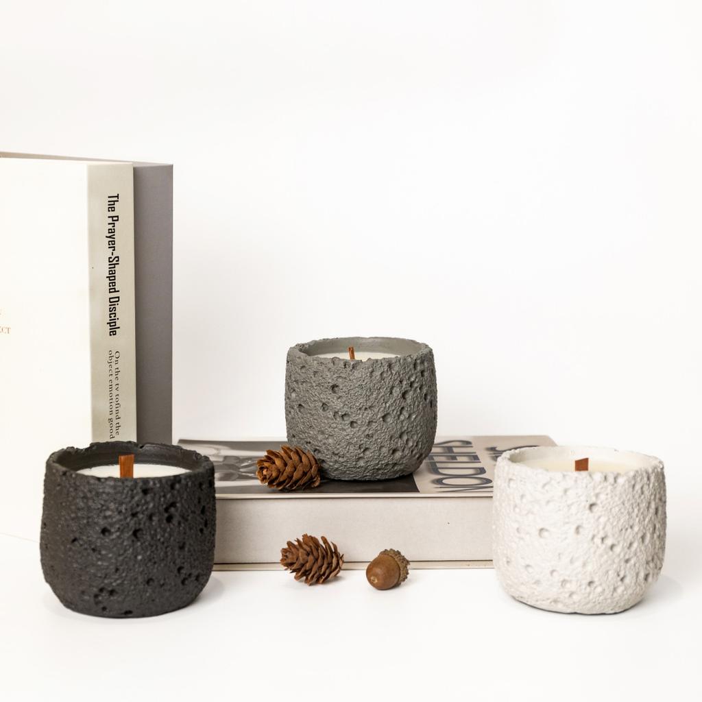 DIY Handmade Candle Cup Diffuser Stone Flameless Fragrance Container Colorful Concrete Candle Jar