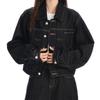 Young Orange Contrast Stitching Denim Jacket – Women's Loose, Slimming, and Versatile Fashion Top