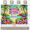 2D Customizable Name Tropical Flamingo Birthday Backdrop Beach Palm Tree Background Banner for Kids Party