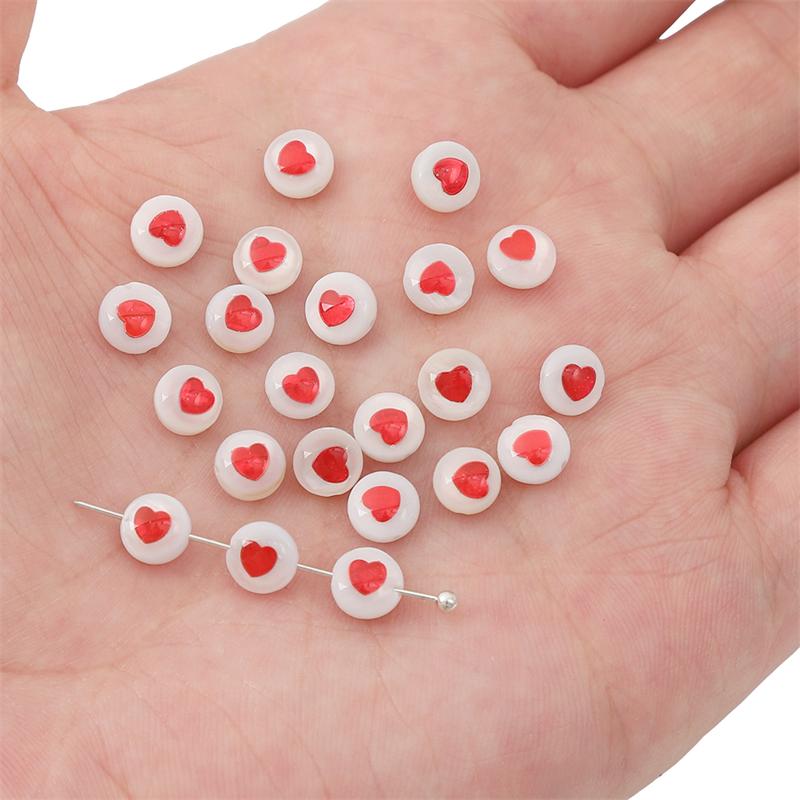 Natural Shell Double-Sided Hot Stamping Flat Round Beads For DIY Necklace Bracelet Earrings Jewelry Making