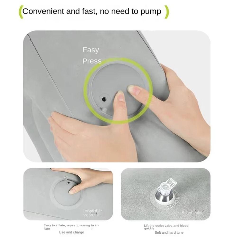 Press-to-Inflate Inflatable Booster Seat Plush Fabric Travel Press Leg Stool Air Travel